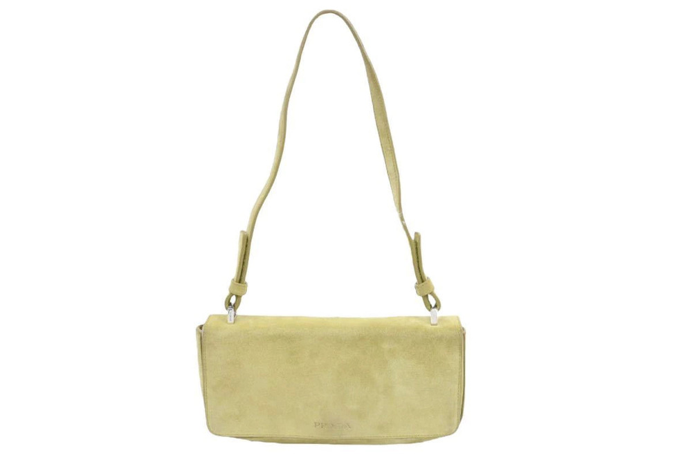 Prada Handbag bag shoulder suede lime green